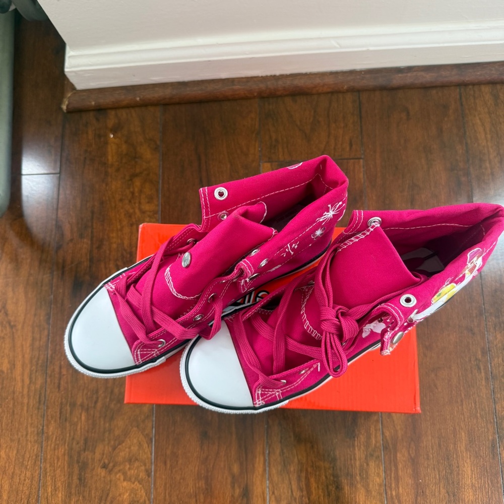 Collection O Convertible Pink Floral and Fairy High-Top Sneakers - Picture 2 of 9